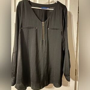 Plus 2X Apt 9 long sleeve Black Blouse for Office, Dinner, Party